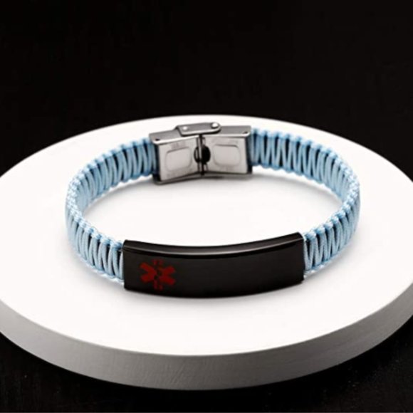 Handmade Nylon Braided Medical Alert Bracelet - Picture 6 of 7